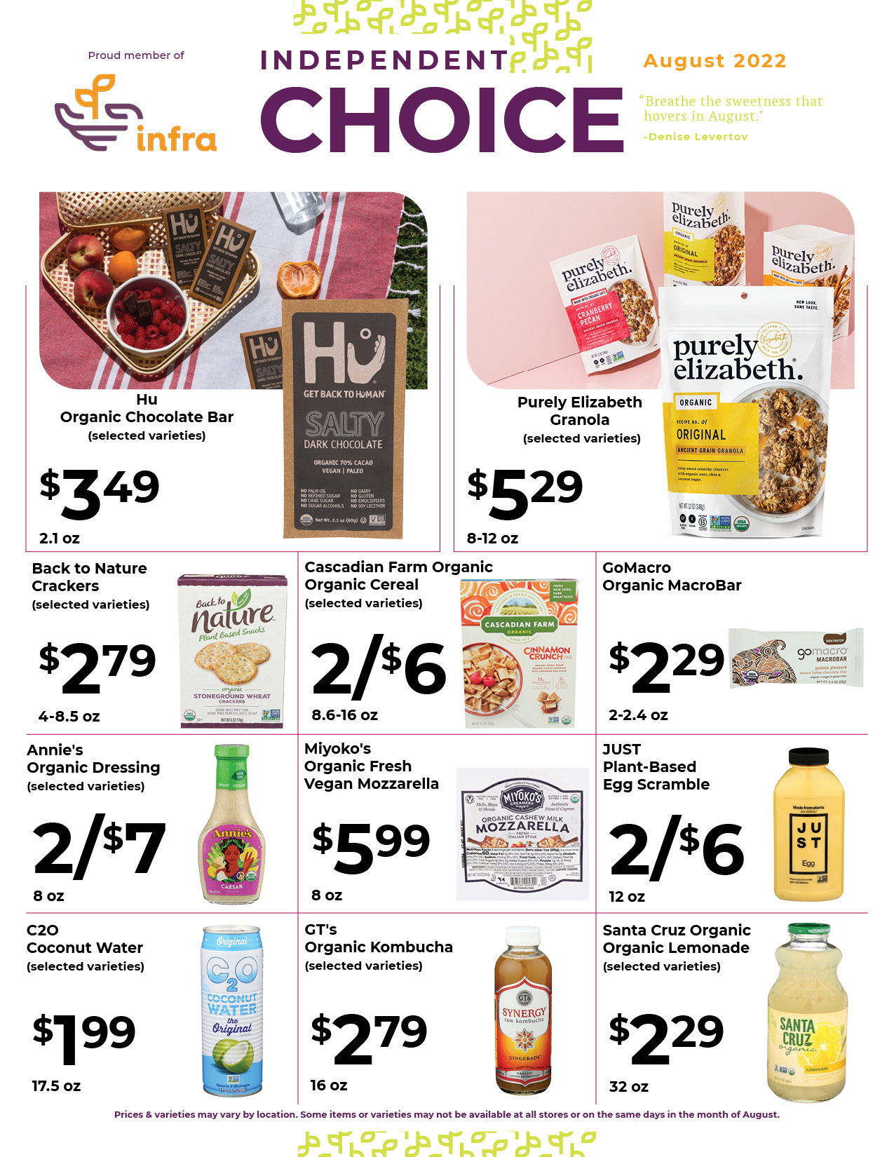 Nature's Pick Market August 2022 Flyer Page 1