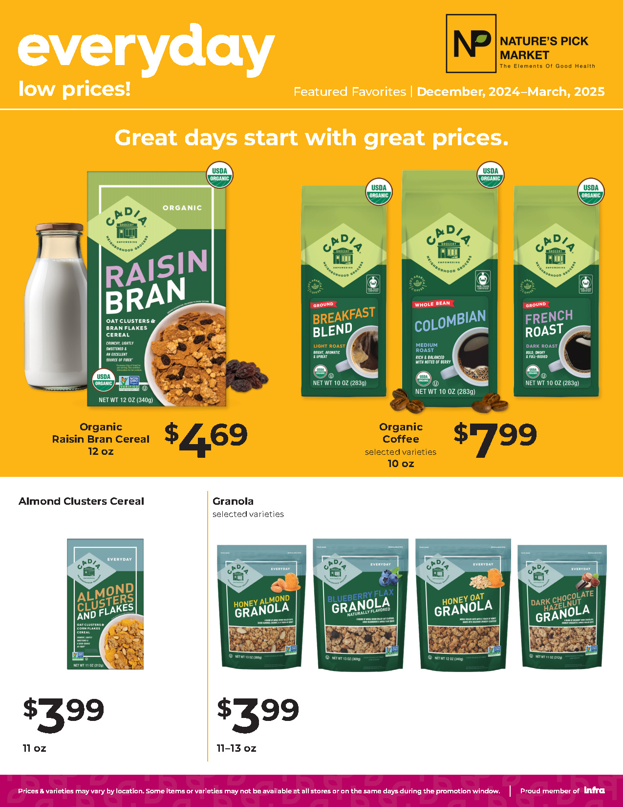 Nature's Pick Market Everyday 2025 Q1 Deals Flyer Page 1